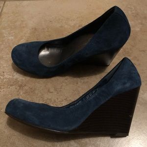 Jessica Simpson Blue Suede Wedge Heels
